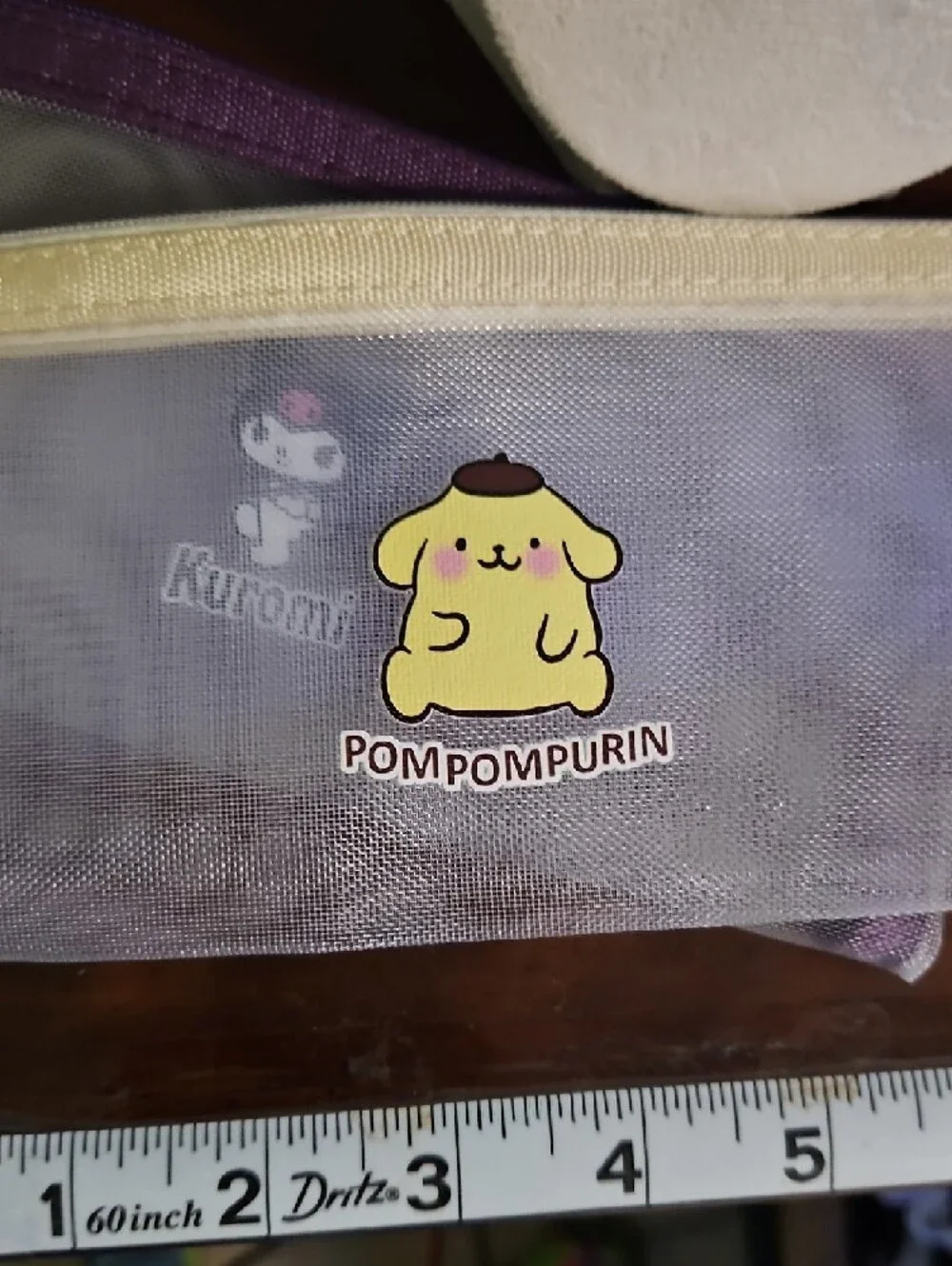 Sanrio Mesh Pouch Set with Purple, Cream, and Bright Blue Trim - Picture 3 of 5